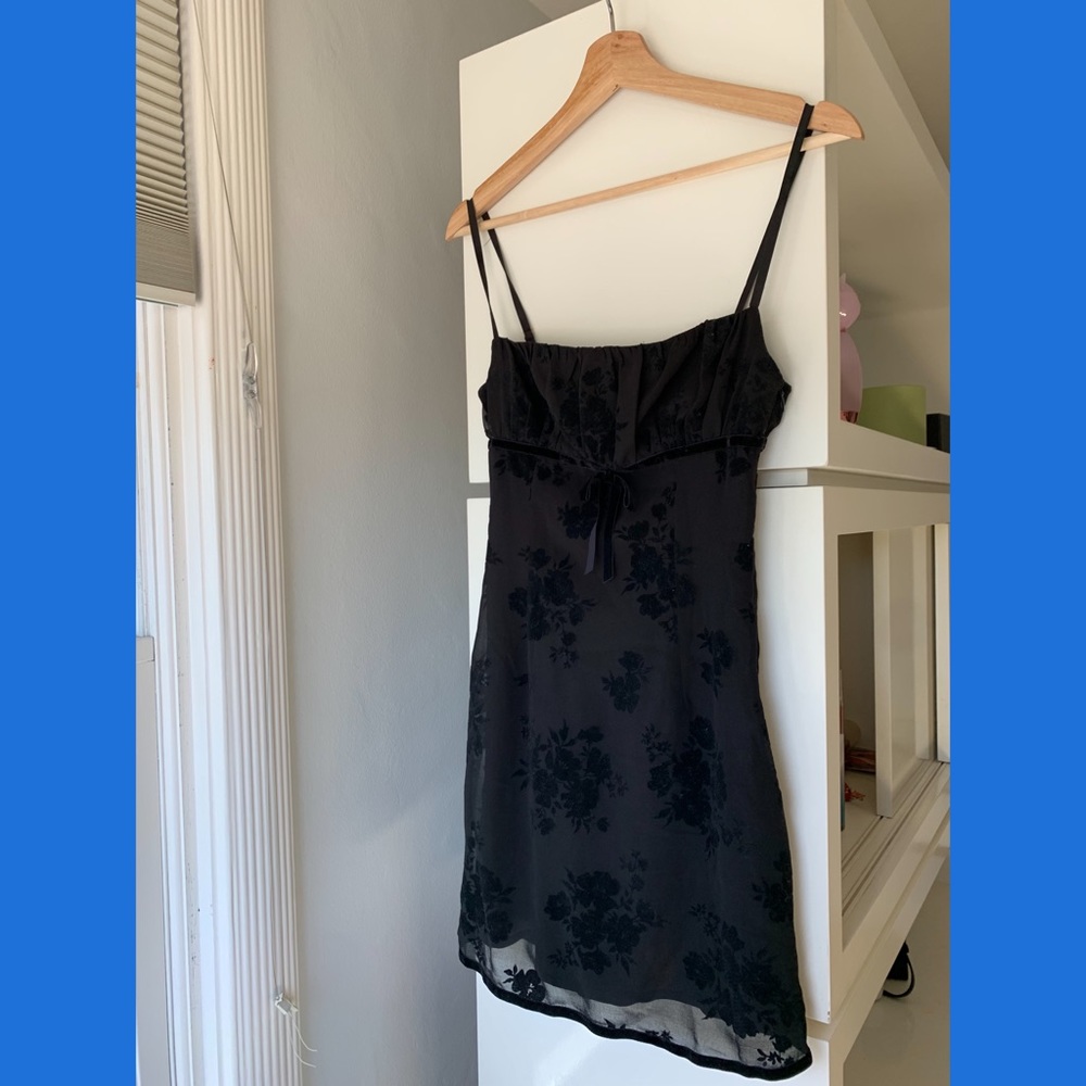 Mini Black Dress with black rose designs